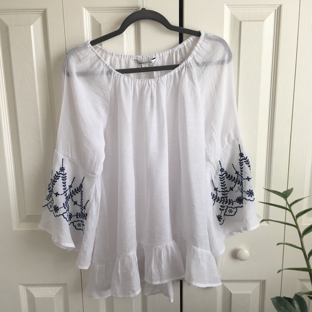 White flutter top